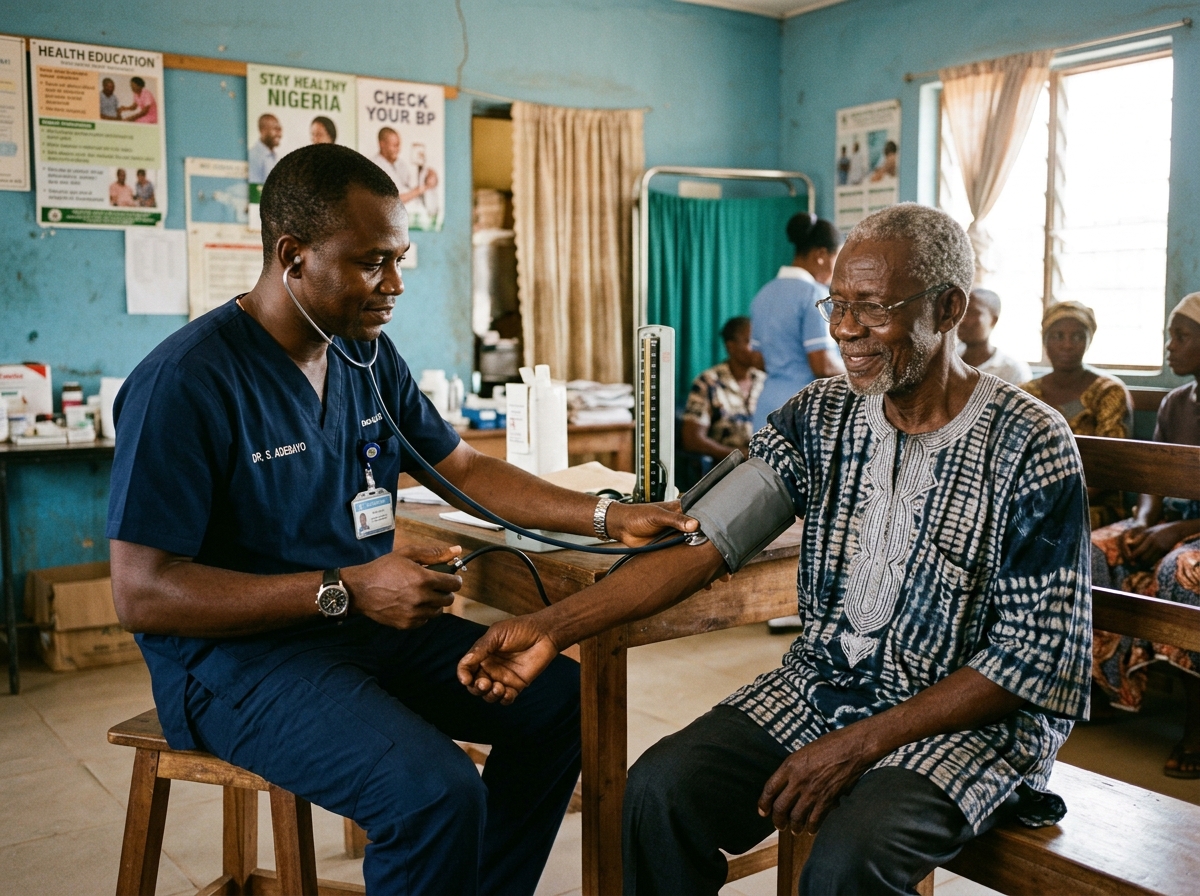 Doctor checking elderly patient health